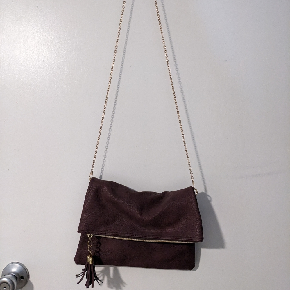 New maroon purple shoulder bag clutch purse